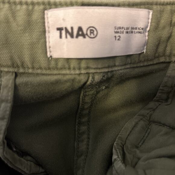 Aritzia TNA Supply Cargo Pant Pants Army Green Olive Size 12 Drawstring Missing - Picture 10 of 14